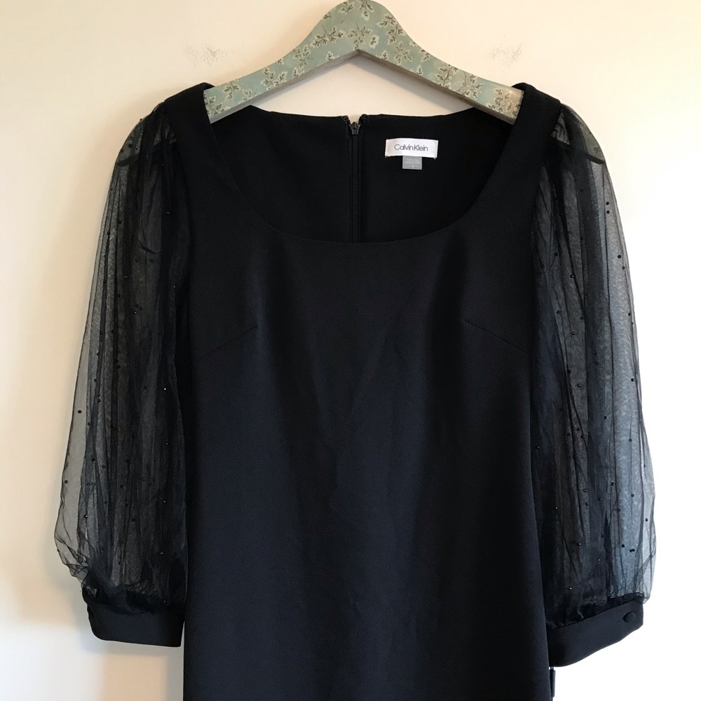 NWT Calvin Klein Illusion Sleeve Gem Mini Dress - Picture 2 of 8